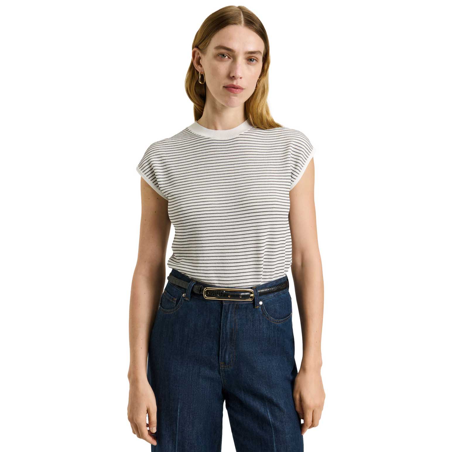 Veronika Maine Textured Stripe Knit Top